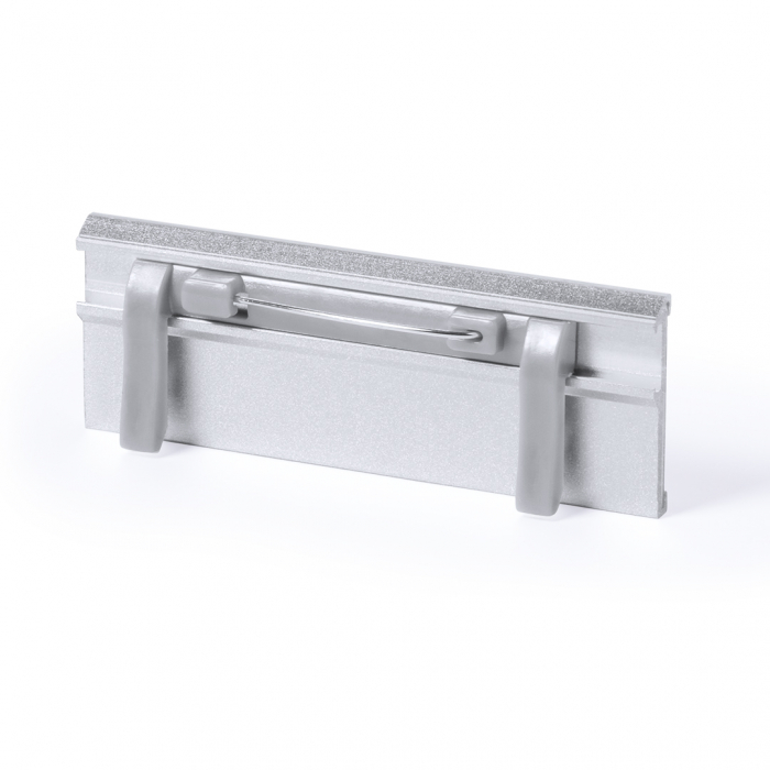 Identificador Venkal con marcos de aluminio en acabado anodizado. Identificadores con imperdibles promocionales personalizados. Regalos de empresa y corporativos personalizados