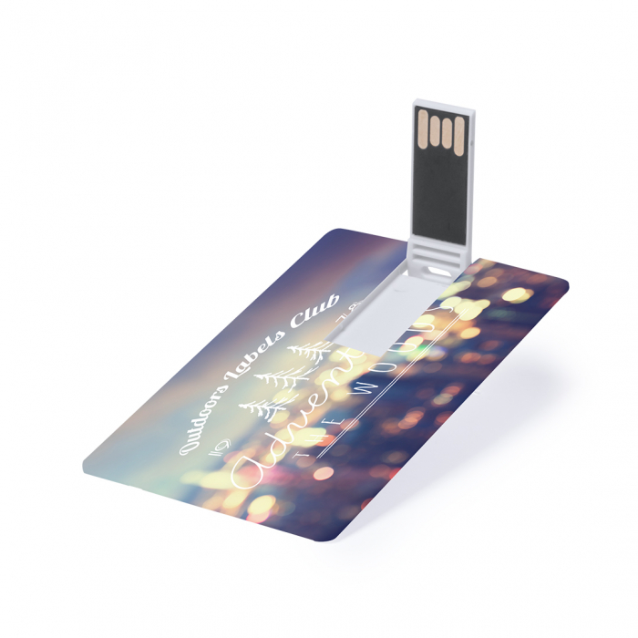 Memoria USB Sondy 16GB De diseño ultraplano, mecanismo plegable y especialmente diseñada para marcaje a todo color en digital. Memorias usb tpo tarjetas promocionales personalizadas. Regalos de empresa y corporativos personalizados