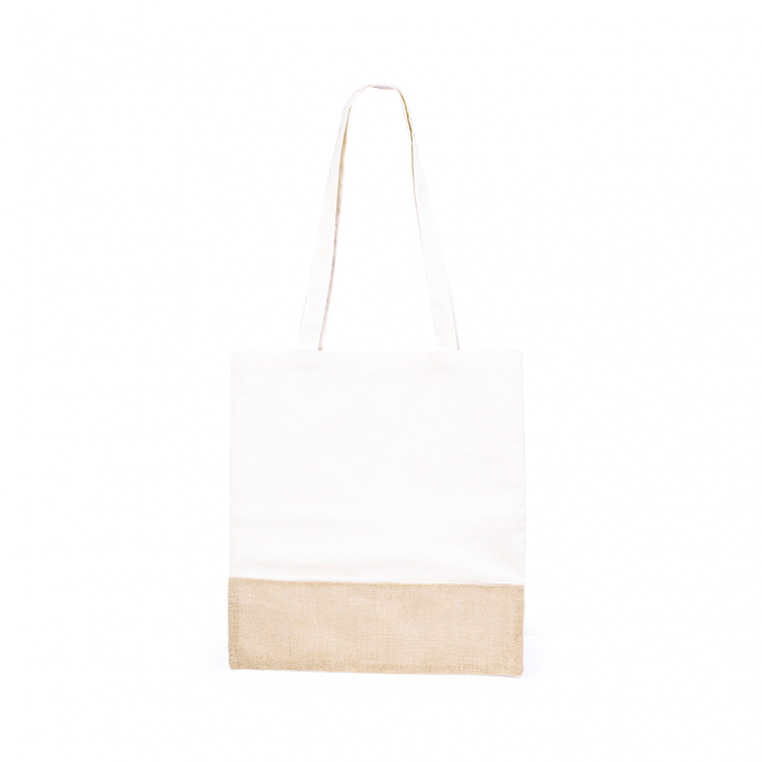 Bolsa Lerkal ecológica en resistente combinación de materiales naturales -yute y algodón- de 245g/m2. Bolsas tote bag ecológicas promocionales personalizadas. Regalos de empresa y corporativos personalizados