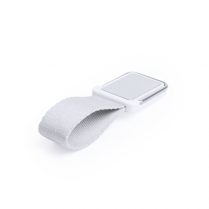 Soporte Manfix adhesivo para smartphone con cinta para selfies en resistente poliéster y pastilla central para marcaje. Soportes para móviles promocionales personalizados. Regalos de empresa y corporativos personalizados