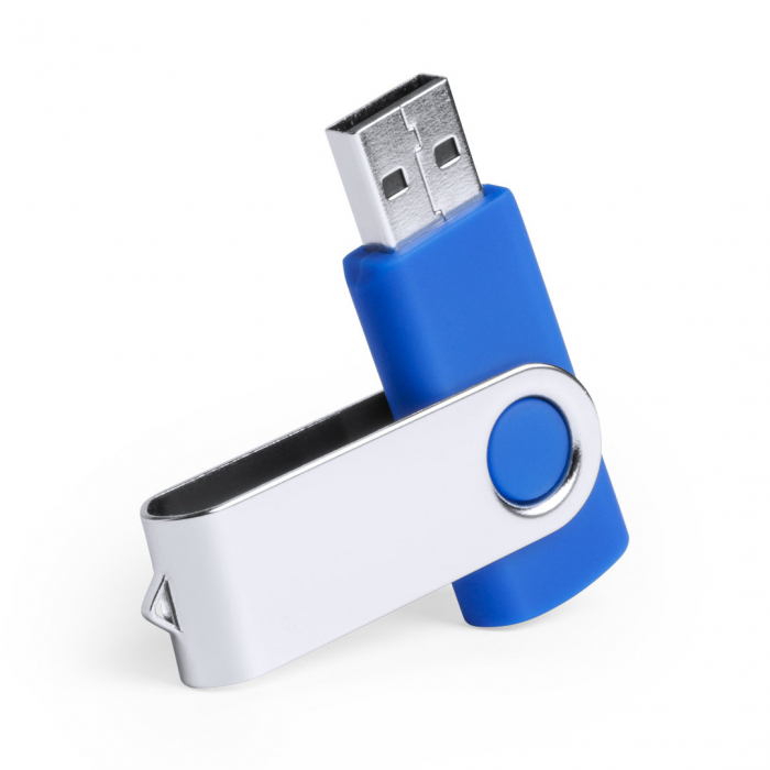 Memoria USB Yemil 32GB de capacidad, con mecanismo giratorio, cuerpo de suave acabado y clip metálico. Memorias usb giratorias promocionales personalizadas. Regalos de empresa y corporativos personalizados