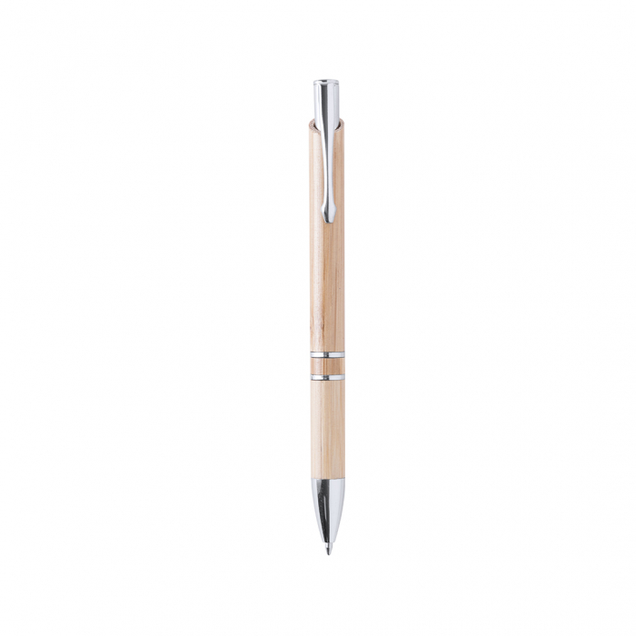 Bolígrafo Nikox de línea nature con cuerpo en madera de bambú. Bolígrafos económicos promocionales personalizados. Regalos de empresa y corporativos personalizados