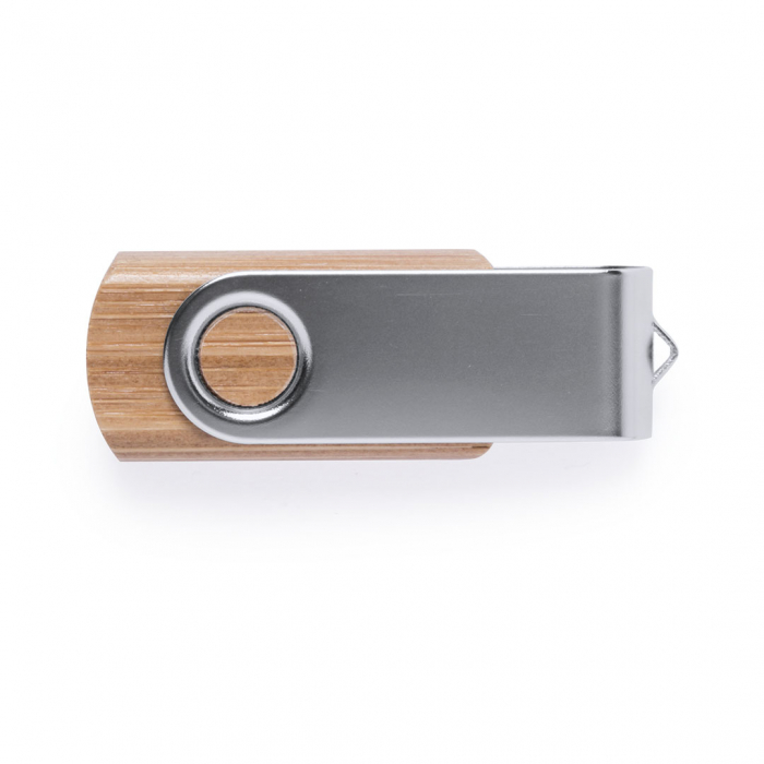 Memoria USB Cetrex 16Gb de capacidad, con mecanismo giratorio, cuerpo acabado en madera de bambú y clip metálico. Memorias usb giratorias promocionales personalizadas. Regalos de empresa y corporativos personalizados