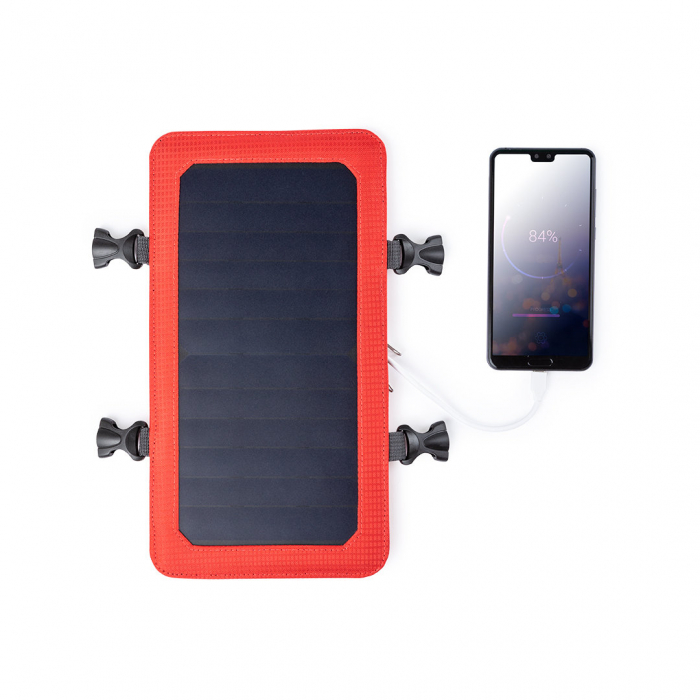 Mochila Cargadora Rasmux con panel solar de 6.5W, capaz de suministrar un ciclo de carga completo a la mayoría de los nuevos modelos de smartphones y tablets. Mochilas inteligentes promocionales personalizadas. Regalos de empresa y corporativos personalizados