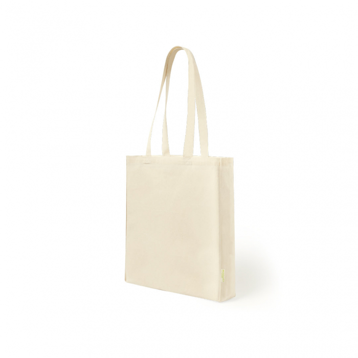 Bolsa Casim de línea nature en algodón orgánico de 140g/m2. Bolsas tote bag con fuelle promocionales personalizadas. Regalos de empresa y corporativos personalizados.