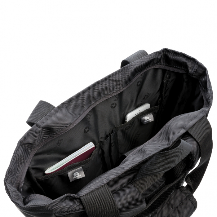 Bolsa para portátil 15" Swiss Peak con protección RFID. Bolsas mochilas para portátiles con protección RFID promocionales personalizadas. Regalos de empresa y corporativos personalizados.