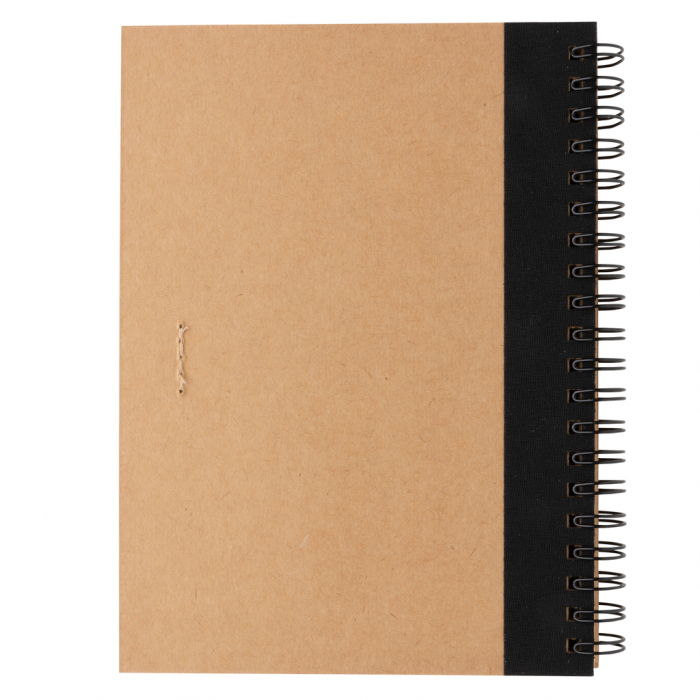 Cuaderno de espiral kraft con bolígrafo. Cuadernos con bolígrafo ecológicos promocionales personalizados. Regalos de empresa y corporativos personalizados.