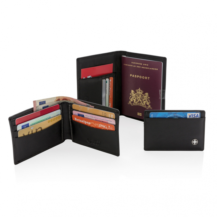 Cartera para pasaporte RFID Swiss Peak anti escáner. Carteras para pasaportes promocionales personalizadas. Regalos de empresa y corporativos personalizados.