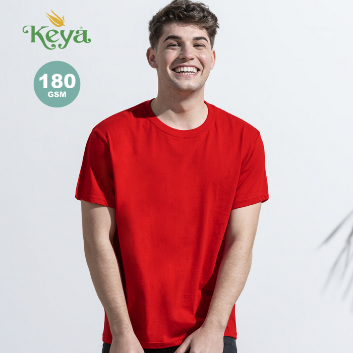 Camiseta Adulto Color keya MC180 en material 100% algodón de 180g/m2. Camisetas manga corta promocionales personalizadas. Regalos de empresa y corporativos personalizados
