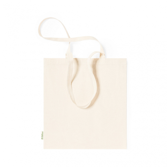 Bolsa Rumel fabricada en material100% algodón orgánico de 140g/m2 y en tono natural. Bolsas tote bag asas medianas promocionales personalizadas. Regalos de empresa y corporativos personalizados