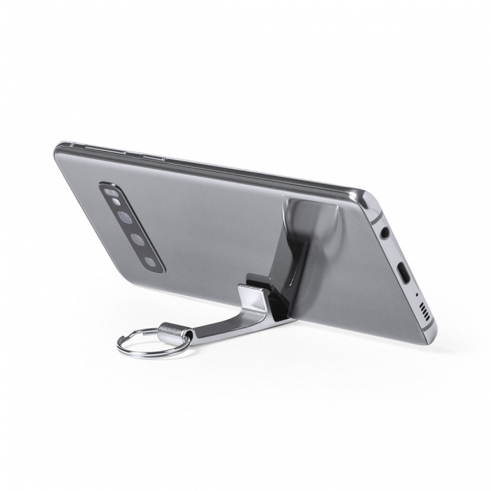 Llavero Multifunción Delfis soporte para smartphone y tablet fabricado en aluminio de acabado mate, especialmente diseñado para marcaje en láser. Llaveros multifunción promocionales personalizados. Regalos de empresa y corporativos personalizados