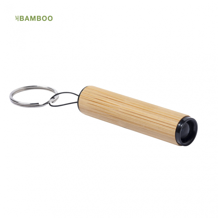 Llavero Linterna Vulko de línea nature, fabricado en bambú. Linternas llaveros promocionales personalizadas. Regalos de empresa y corporativos personalizados