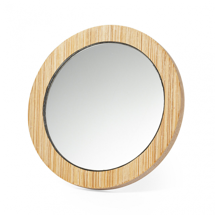 Espejo Arendel 1X de línea nature fabricado en bambú. Espejos bolso promocionales personalizados. Regalos de empresa y corporativos personalizados