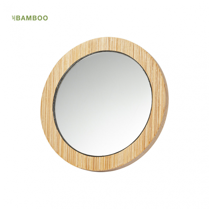 Espejo Arendel 1X de línea nature fabricado en bambú. Espejos bolso promocionales personalizados. Regalos de empresa y corporativos personalizados