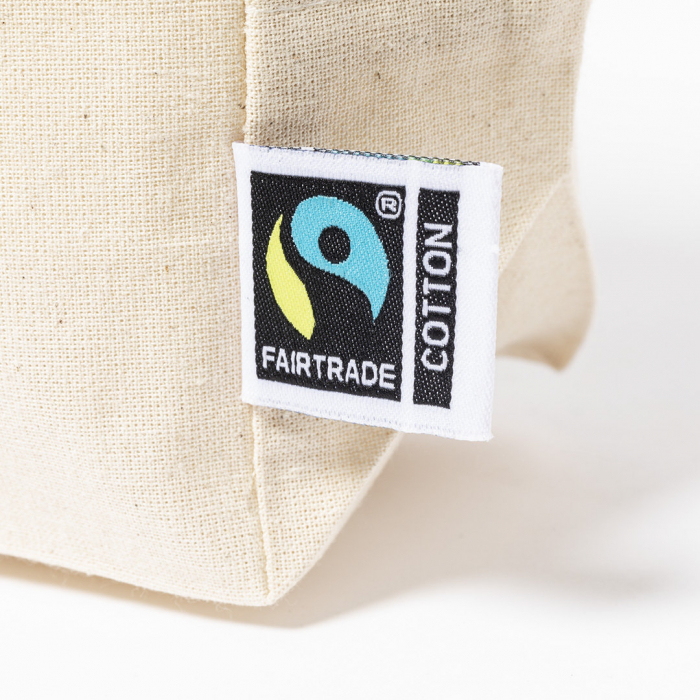 Neceser Grafox Fairtrade de línea nature, fabricado en 100% algodón de 180g/m2 en tono natural. Neceseres Fairtrade promocionales personalizados. Regalos de empresa y corporativos personalizados