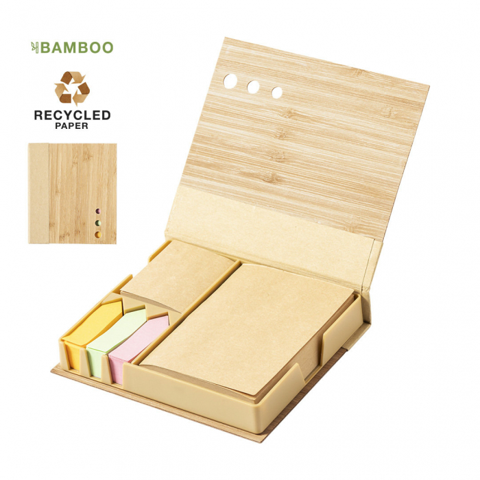 Portanotas Kokil de linea nature con tapas rígidas de bambú. Porta notas ecológicos promocionales personalizados. Regalos de empresa y corporativos personalizados