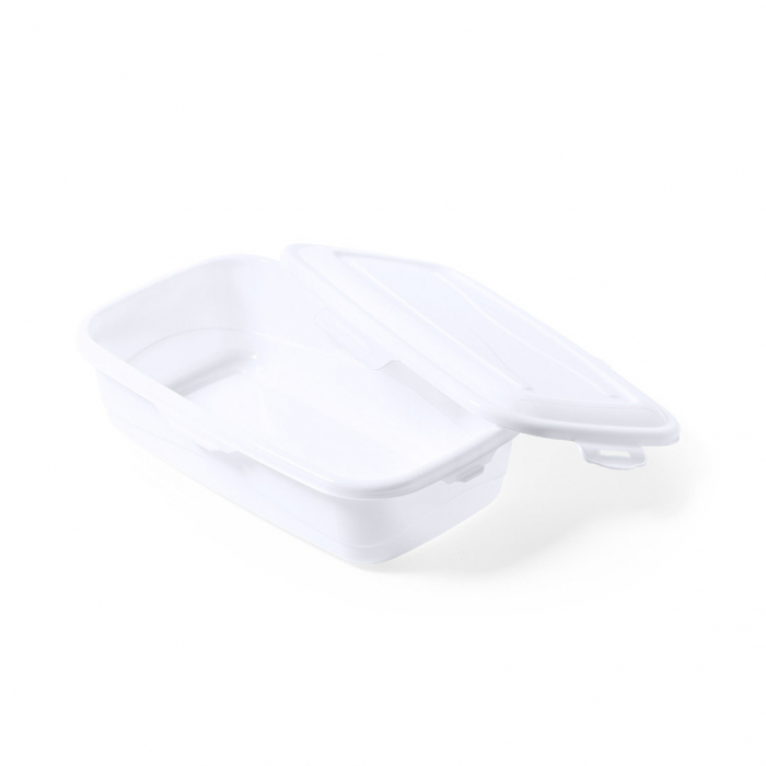 Fiambrera Zenex de 1L de capacidad, hecha en PP de color blanco. Fiambreras promocionales personalizadas. Regalos de empresa y corporativos personalizados