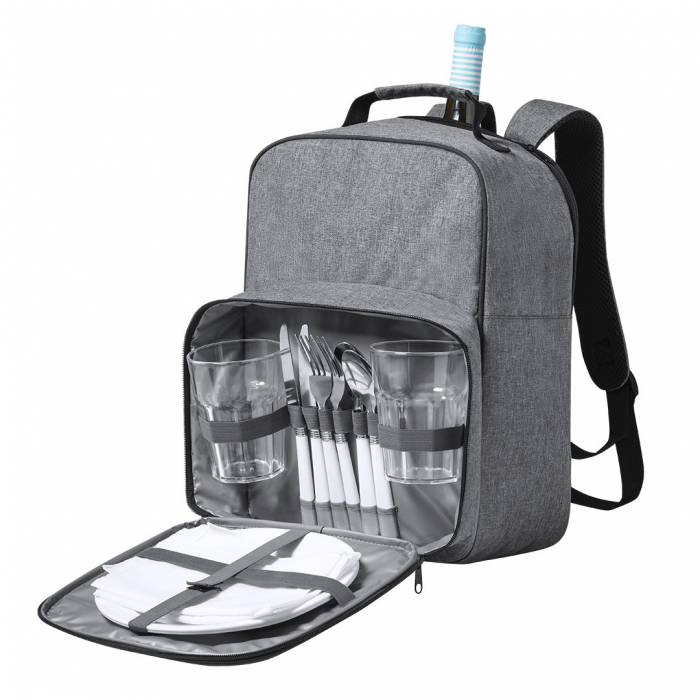 Cesta picnic personalizada. mochila compuesta de 2 vasos, cubiertos, platos. Ideal para un picnic para dos