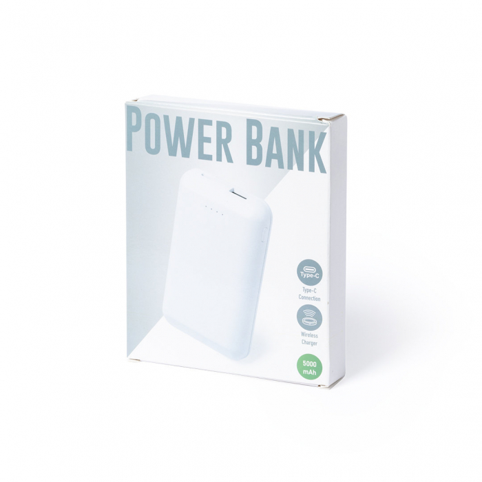 Power Bank Vekmar externa con tecnología de carga inalámbrica de gran capacidad -5.000 mAh-. Baterías externas de carga promocionales personalziadas. Regalos de empresa y corporativos personalizados.