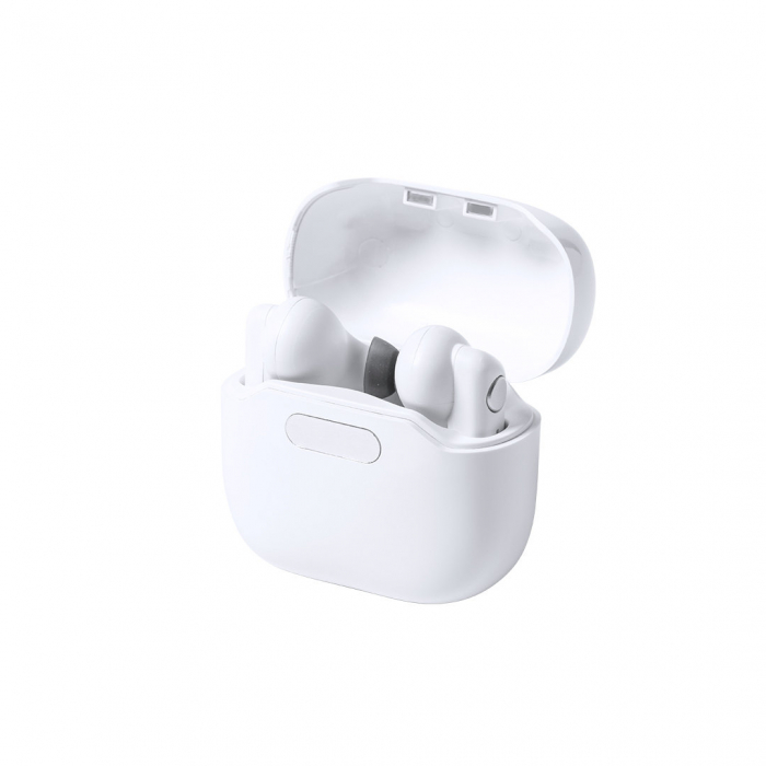 Auriculares Coleman intraurales en elegante acabado blanco y conexión Bluetooth® 5.0. Auriculares inalámbricos esterilizados promocionales personalizados. Regalos de empresa y corporativos personalizados.