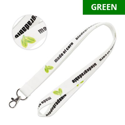 Lanyard de fibra de maíz. Cinta porta acreditaciones personalizada. Cintas para colgar credenciales. Cintas para el cuello personalizadas, cintas para las llaves personalizadas