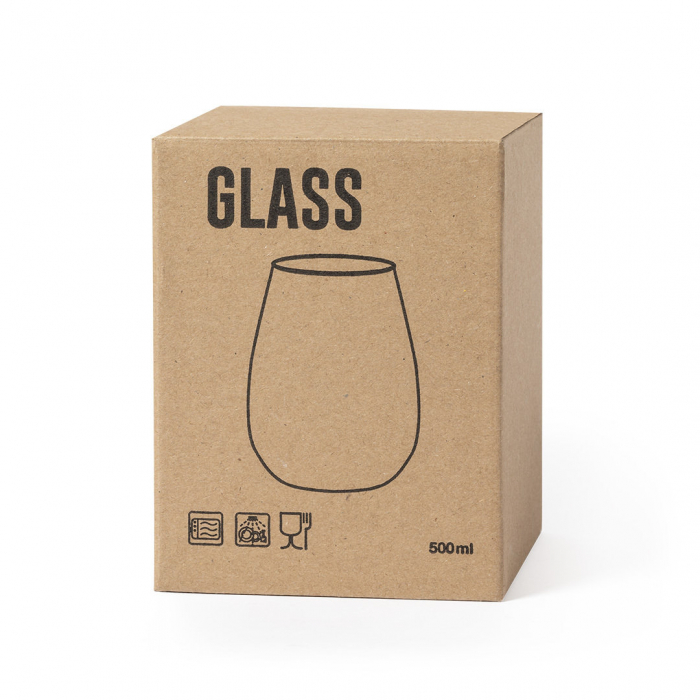 Vaso Hernan de cristal de 500ml de capacidad. Vasos de cristal promocionales personalizados. Regalos de empresa y corporativos personalizados