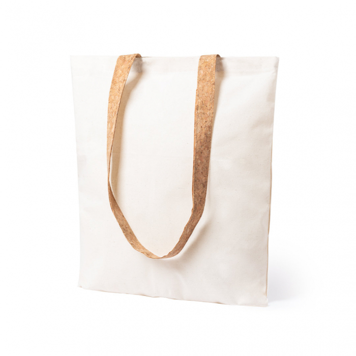 Bolsa Yulia de línea nature en resistente algodón de 180g/m2 y originales asas en corcho natural. Bolsas tote bag con asas corcho promocionales personalizadas. Regalos de empresa y corporativos personalizados.