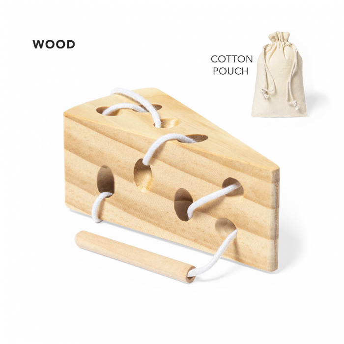 Juego Habilidad Milie fabricado en resistente madera de pino natural y en bolsa de transporte 100% algodón con cordones de cierre. Juegos de habilidad promocionales personalizados. Regalos de empresa y corporativos personalizados