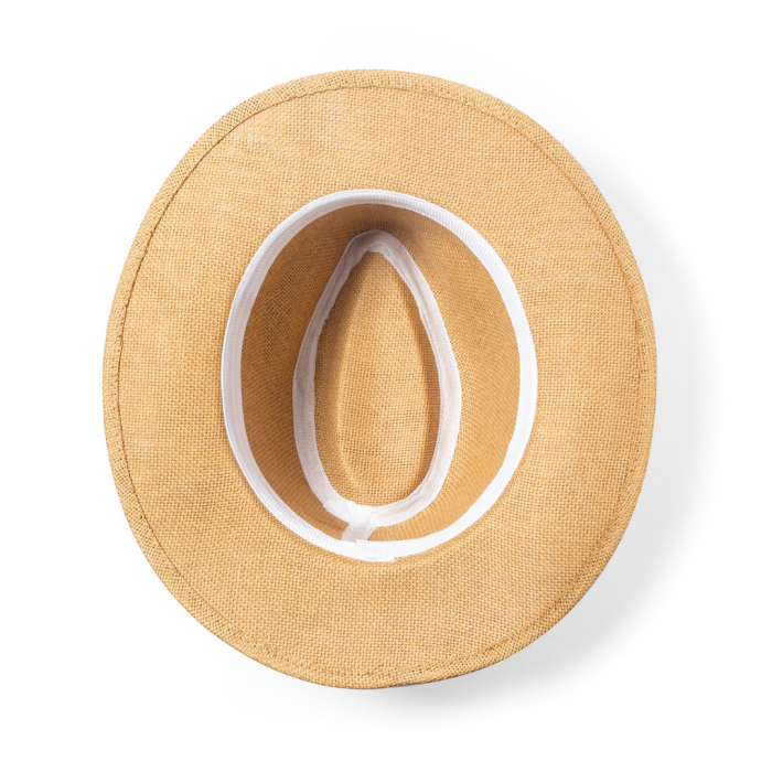 Sombrero Mulins indiana fabricado en paja de papel, con confortable cinta ajustable interior. Sombreros promocionales personalizados. Regalos de empresa y corporativos personalizados