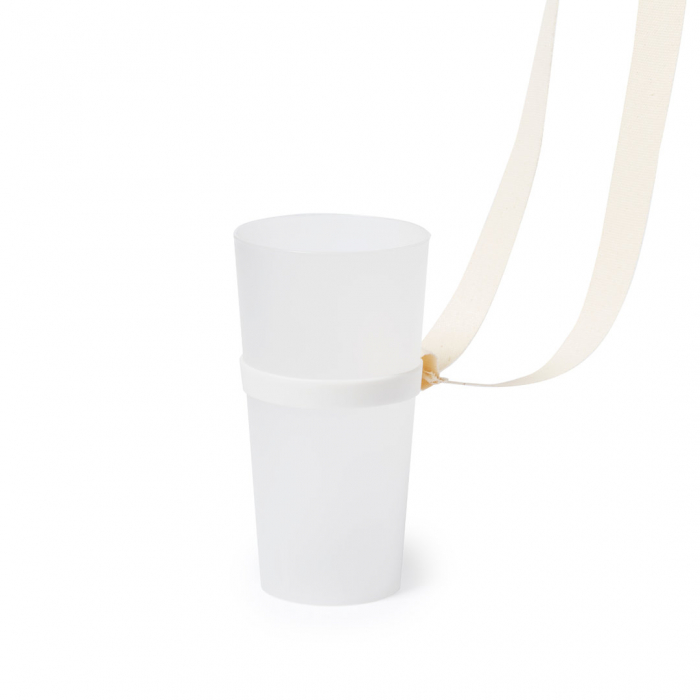 Lanyard Portavasos Felin con cinta en algodón y porta vasos a juego, 100% adaptable y fabricado en resistente silicona. Lanyards promocionales personalizados. Regalos de empresa y corporativos personalizados