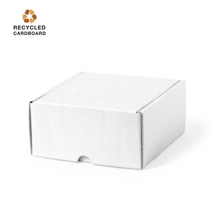 Caja Presentación Wingard tamaño mediano fabricado en cartón reciclado corrugado de acabado blanco. Cajas cartón promocionales personalizadas. Regalos de empresa y corporativos personalizados