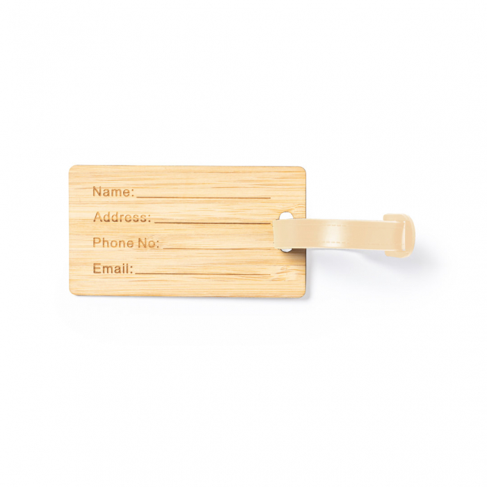 Identificador Maletas Elwes de línea nature fabricado en bambú. Identificadores de maletas promocionales personalizados. Regalos de empresa y corporativos personalizados