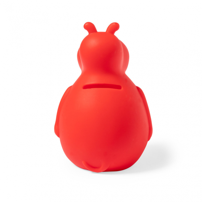 Hucha Hippo de original diseño hipopótamo, fabricada en suave y resistente PVC apto para niños. Huchas niños promocionales personalizadas. Regalos de empresa y corporativos personalizados