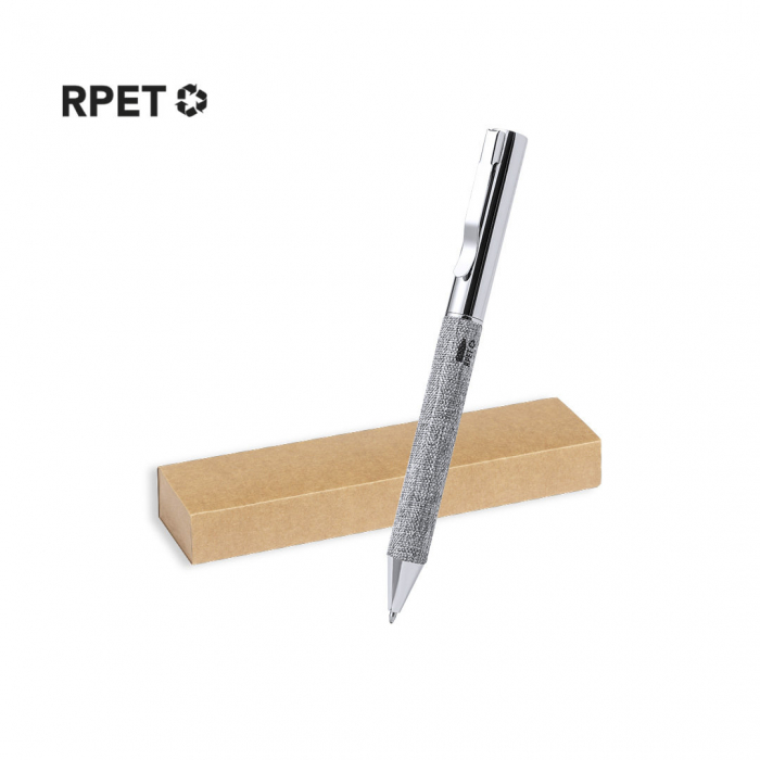 Bolígrafo Higolf fabricado en metal cromado y con cuerpo recubierto en poliéster RPET. Bolígrafos promocionales personalizados. Regalos de empresa y corporativos personalizados