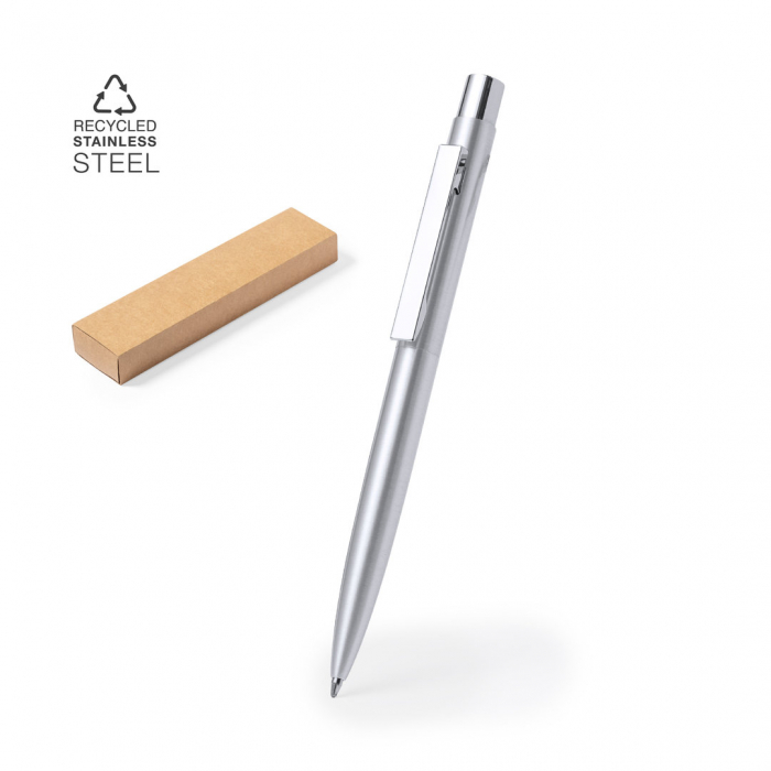 Bolígrafo Wutax eco-friendly fabricado en acero inox reciclado. Bolígrafos eco promocionales personalizados. Regalos de empresa y corporativos personalizados