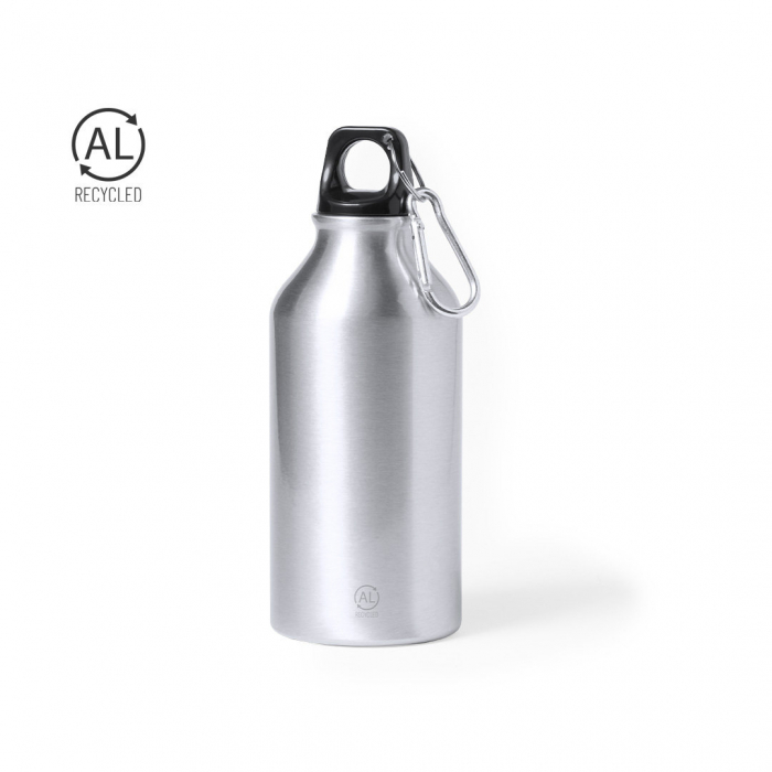 Bidón Seirex de 400 ml de capacidad. Fabricado en aluminio reciclado. Bidones promocionales personalizados. Regalos de empresa y corporativos personalizados