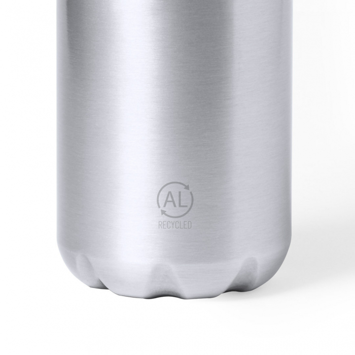 Bidón Kristum de 750 ml de capacidad. Fabricado en aluminio reciclado. Bidones promocionales personalizados. Regalos de empresa y corporativos personalizados