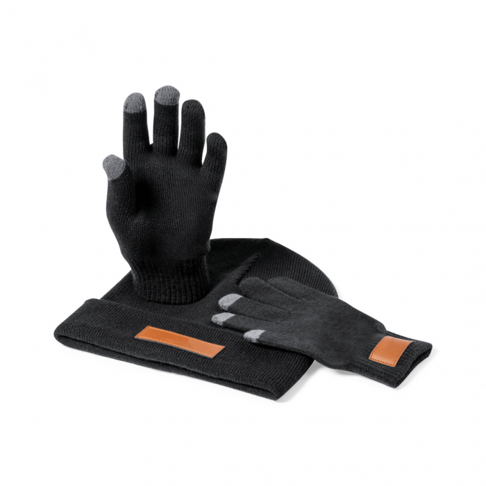 Set Prasan de gorro y guantes en talla adulto, fabricados en material acrílico elástico. Sets para invierno promocionales personalizados. Regalos de empresa y corporativos personalizados