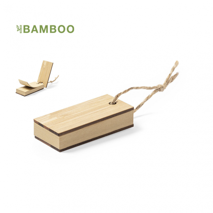 Portanotas Yiuta de linea nature con tapas duras en bambú y cordón de yute. Porta notas promocionales personalizados. Regalos de empresa y corporativos personalizados