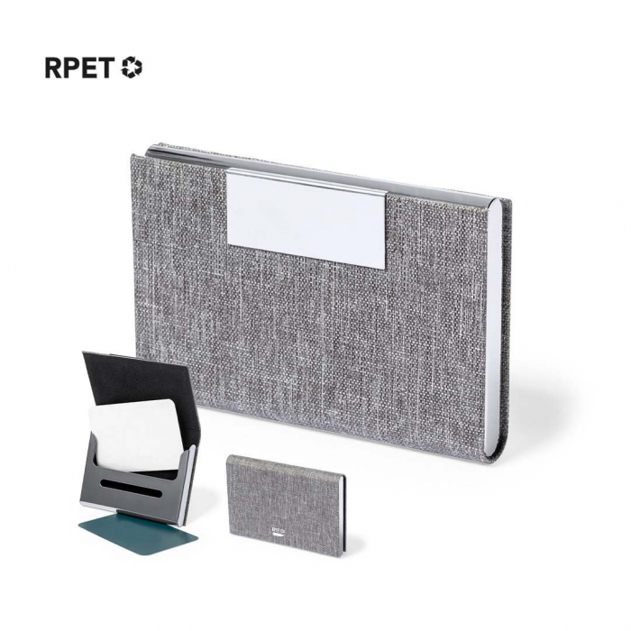 Tarjetero Restek fabricado en resistente poliéster RPET 300D. Tarjeteros con materiales reciclados promocionales personalizados. Regalos de empresa y corporativos personalizados