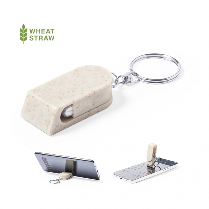 Llavero Soporte Peix para smartphone de línea nature, fabricado en caña de trigo. Llaveros soportes promocionales personalizados. Regalos de empresa y corporativos personalizados