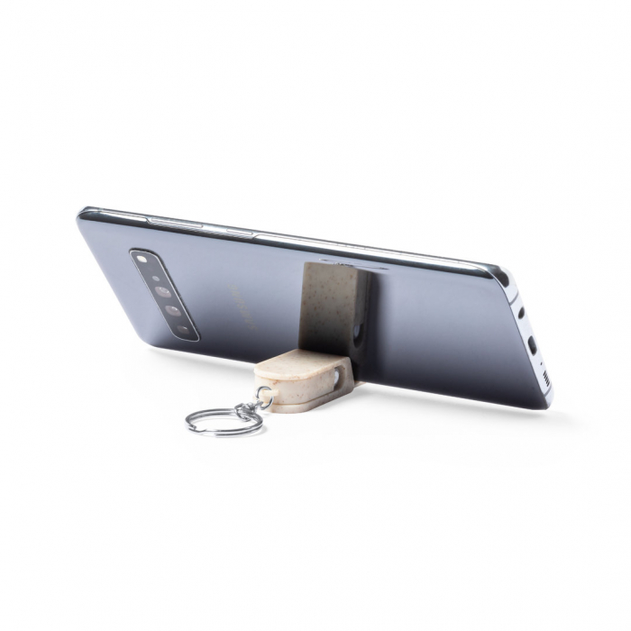 Llavero Soporte Peix para smartphone de línea nature, fabricado en caña de trigo. Llaveros soportes promocionales personalizados. Regalos de empresa y corporativos personalizados
