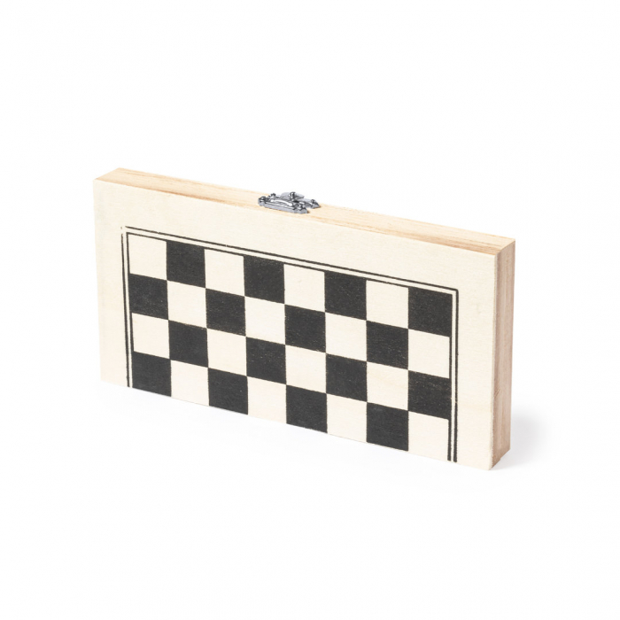 Ajedrez Blitz con tablero plegable fabricado en madera natural de pino. Personaliza tu ajedrez para tus mejores partidas. Regalos de empresa y corporativos personalizados
