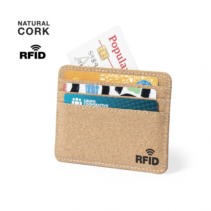 Tarjetero Reylox fabricado en corcho y tecnología de seguridad RFID. Tarjeteros promocionales personalizados. Regalos de empresa y corporativos personalizados