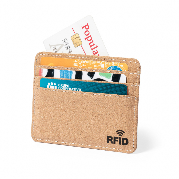 Tarjetero Reylox fabricado en corcho y tecnología de seguridad RFID. Tarjeteros promocionales personalizados. Regalos de empresa y corporativos personalizados