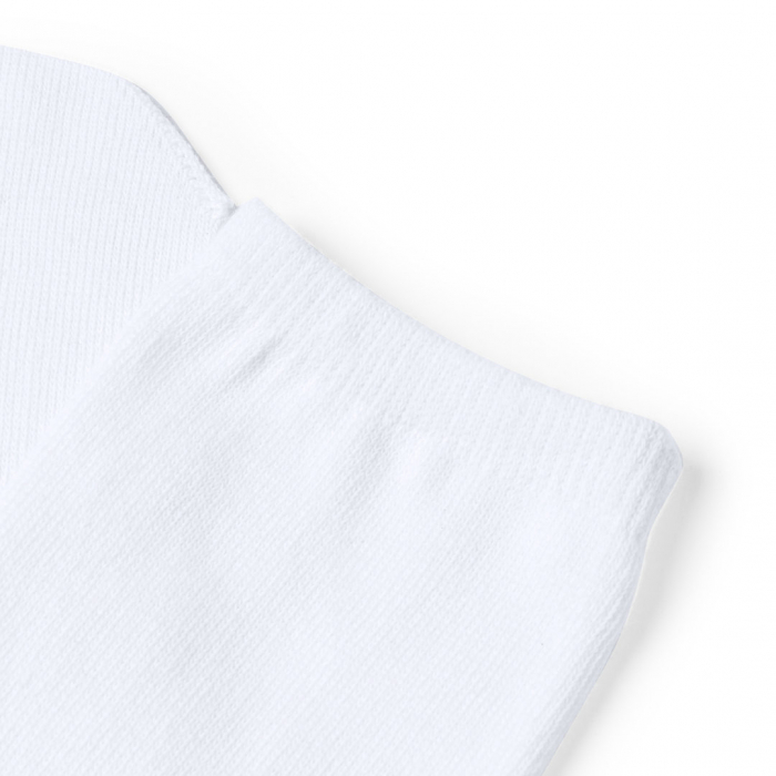 Calcetín Sublimación Piodox fabricados en poliéster blanco y especialmente diseñados para marcaje en sublimación. Calcetines promocionales personalizados. Regalos de empresa y corporativos personalizados