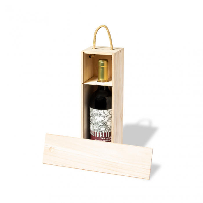 Caja Presentación Grimbur para 1 botella de madera. Cajas de vino promocionales personalizadas. Regalos de empresa y corporativos personalizados