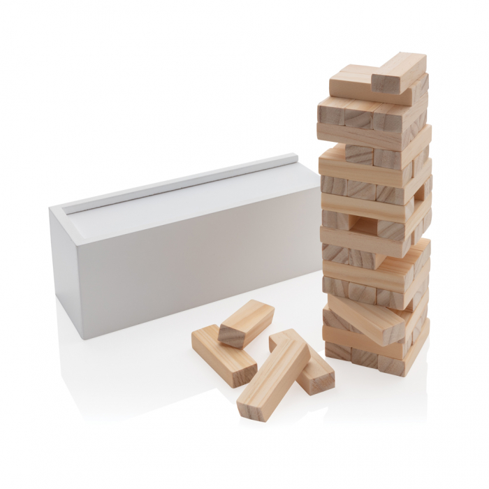 Juego apilamiento de bloques de madera Deluxe. Juegos bloques de madera promocionales personalizados. Regalos de empresa y corporativos personalizados.