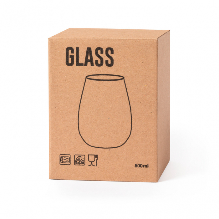 Vaso Hernan de cristal de 500ml de capacidad. Vasos de cristal promocionales personalizados. Regalos de empresa y corporativos personalizados.