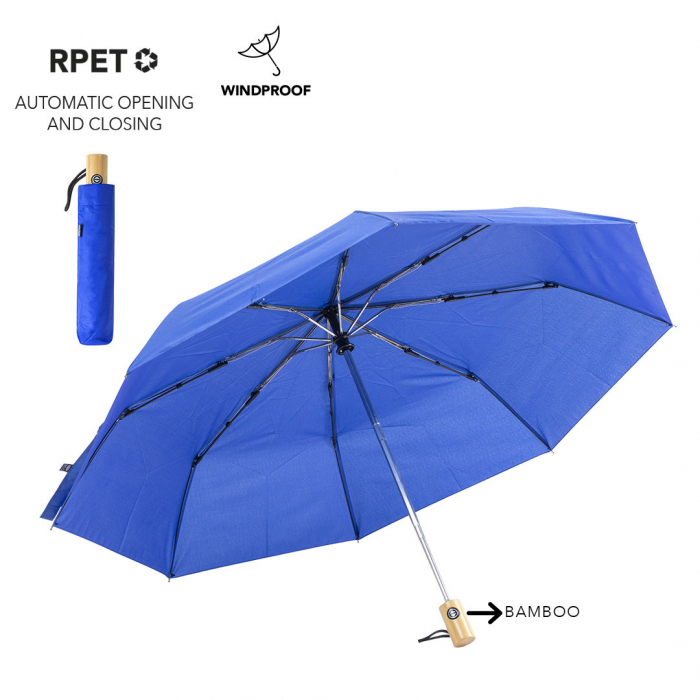 Paraguas Keitty plegable de línea nature de 103cm de diámetro. Paraguas plegables promocionales personalizados. Regalos de empresa y corporativos personalizados.
